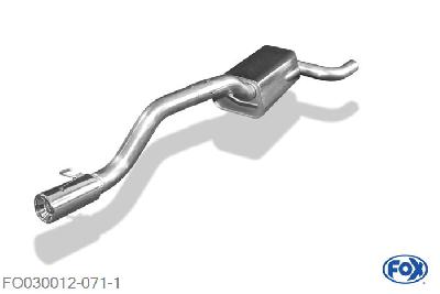 FO030012-071, Ford Focus I RS 2.0l 158kW, Einddemper met eindstuk 1x90mm  Type 13 70mm Buisdiameter Geheel RVS, Absortie demper, mooie diepe sound, Met E-keur