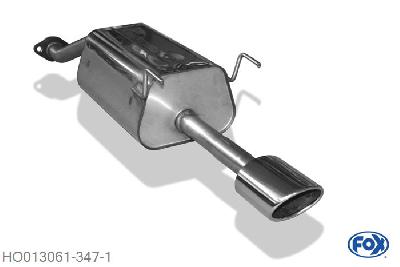 HO013061-347, Honda Civic VII Coupe 1.7l 88/92kW (EM2), Einddemper met eindstuk 115x85mm  Type 32 45mm Buisdiameter Geheel RVS, Absortie demper, mooie diepe sound, Met E-keur