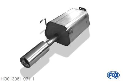 HO013061-071, Honda Civic VII Coupe 1.7l 88/92kW (EM2), Einddemper met eindstuk 1x90mm  Type 13 45mm Buisdiameter Geheel RVS, Absortie demper, mooie diepe sound, Met E-keur