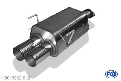 HO013032-012, Honda Civic VII Type R 2.0l 147kW (EP3), Einddemper met eindstuk 2x90mm  Type 10 70mm Buisdiameter Geheel RVS, Absortie demper, mooie diepe sound, Teilegutachten (eintragungspflichtig)