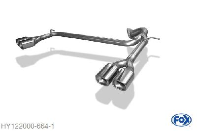 HY122000-664, Hyundai Santa Fe 4x4 - DM 2.2l D 145kW, Endrohrsystem rechts/links - 2x88x79mm  Type 71 rechts/links 63,5mm Buisdiameter Geheel RVS, Met E-keur