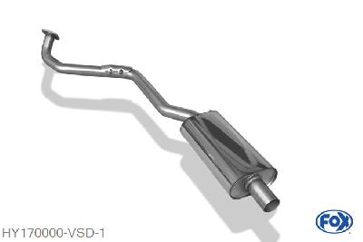 HY170000-VSD, Hyundai Veloster 1.6l 103kW, Voordemper 55mm Buisdiameter Geheel RVS, Absortie demper, mooie diepe sound, Met E-keur