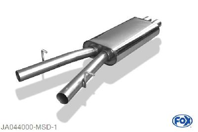 JA044000-MSD, Jaguar XJ 3.5l 190kW 4.2l 219/291kW, Middendemper 63,5mm Buisdiameter Geheel RVS, Absortie demper, mooie diepe sound, Teilegutachten (eintragungspflichtig)