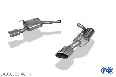 JA060003-461, Jaguar XK8 Typ QEV/ QDV 4.0l 209/267kW, Einddemper rechts/links  - 115x85mm  Type 38 rechts/links 55mm Buisdiameter Geheel RVS, Absortie demper, mooie diepe sound, Met E-keur