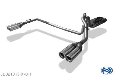 JE021013-070, Jeep Grand Cherokee Typ WJ/WG 4.0l 140kW 4.7l 162/164kW 2.7l TD 120kW 3.1l TD 103kW, Einddemper met uitgang rechts/links  - 2x80mm  Type 13 rechts/links Geheel RVS, Absortie demper, mooie diepe sound, Met E-keur