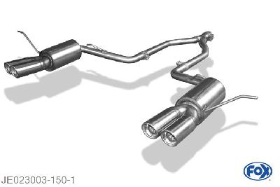 JE023003-150, Jeep Grand Cherokee WK 3.6l 210kW, Einddemper rechts/links - 2x80mm  Type 17 rechts/links 70/ 2x50mm Buisdiameter Geheel RVS, Absortie demper, mooie diepe sound, Met E-keur