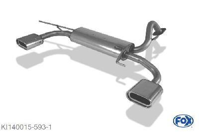 KI140015-593, Kia Cerato Schragheck 1.6l 77/90kW 2.0l 105kW 1.5l D 75kW 1.6l D 85kW 2.0l D 83kW, Einddemper met uitgang rechts/links - 135x85mm  Type 53 rechts/links Geheel RVS, Absortie demper, mooie diepe sound, Teilegutachten (eintragungspflichtig)