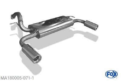 MA180005-071, Mazda 5 - CR1 1.8l 85kW 2.0l 107/110kW, Einddemper met uitgang rechts/links - 1x90mm  Type 13 rechts/links 55mm Buisdiameter Geheel RVS, Absortie demper, mooie diepe sound, Teilegutachten (eintragungspflichtig)