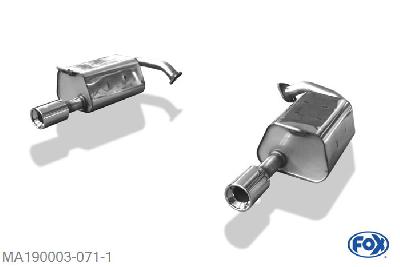 MA190003-071, Mazda 6 Facelift 2.0l 104kW, Einddemper met uitgang rechts/links enkele buis - 1x90mm  Type 13 rechts/links 50mm Buisdiameter Geheel RVS, Absortie demper, mooie diepe sound, Teilegutachten (eintragungspflichtig)