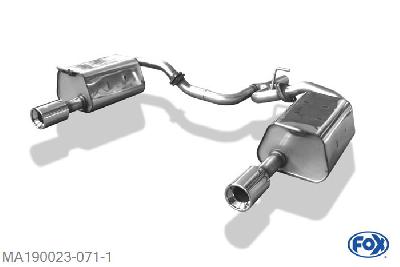 MA190023-071, Mazda 6 GG/GY nicht Facelift 2.0l 104/108kW, Einddemper rechts/links met Y-Verbindingsbuis - 1x90mm  Type 13 rechts/links 55mm/ 2x 50mm Buisdiameter Geheel RVS, Absortie demper, mooie diepe sound, TUV Teilegutachten (eintragungsfrei)