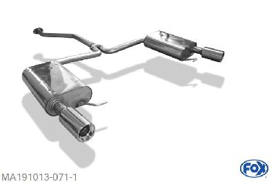 MA191013-071, Mazda 6 Typ GH Benzin 2.0l 108/114kW 2.5l 125kW, Einddemper rechts/links - 1x90mm  Type 13 rechts/links 55mm/ 2x50mm Buisdiameter Geheel RVS, Absortie demper, mooie diepe sound, Met E-keur