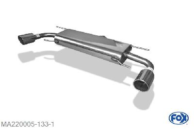 MA220005-133, Mazda CX5 Benzin - KE/ GH 2.0l 118/121kW 2.5l 141kW 2.2l D 110/129kW, Einddemper quer rechts/links - 1x100mm  Type 16 rechts/links 63,5mm Buisdiameter Geheel RVS, Absortie demper, mooie diepe sound, Met E-keur