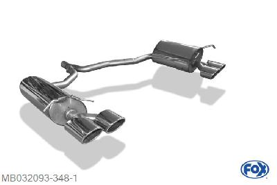 MB032093-348, Mercedes C-Klasse 4-Zylinder Coupe C204 1.8l 115/150kW, Einddemper rechts/links inkl. Y-Verbindingsbuis - 2x115x85mm  Type 32 rechts/links 63,5mm/ 2x55mm Buisdiameter Geheel RVS, Absortie demper, mooie diepe sound, Met E-keur