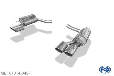 MB161014-348, Mercedes CLS W218 3.5l 225kW, Einddemper rechts/links 63,5mm - 2x115x85mm  Type 32 rechts/links 63,5mm Buisdiameter Geheel RVS, Absortie demper, mooie diepe sound, Met E-keur