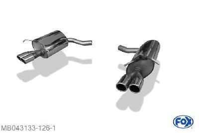 MB043133-126, Mercedes E-Klasse Coupe C207 - 6 Zylinder 3.5l 185/210kW 3.0l CDI 170kW, Einddemper rechts/links - 2x70mm  Type 16 rechts/links 55mm Buisdiameter Geheel RVS, Absortie demper, mooie diepe sound, Met E-keur