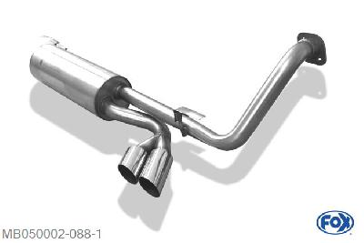 MB050002-088, Mercedes G-Klasse Typ 463 (ohne Trittbrett) 3.0l 125/128kW 3.2l 155/158kW 3.0l TD 130kW, Einddemper met uitgang zijdelings - 2x76mm  Type 14 63,5mm Buisdiameter Geheel RVS, Absortie demper, mooie diepe sound, Met E-keur
