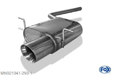 MN021041-293, Mini One R57 - Cabrio 1.6l 72kW, Einddemper met eindstuk 1x100mm  Type 25 45mm Buisdiameter Geheel RVS, Absortie demper, mooie diepe sound, Met E-keur