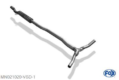 MN021020-VSD, Mini Cooper Clubman R55 1.6l 128kW, Voordemper 63,5mm Buisdiameter Geheel RVS, Absortie demper, mooie diepe sound, Met E-keur