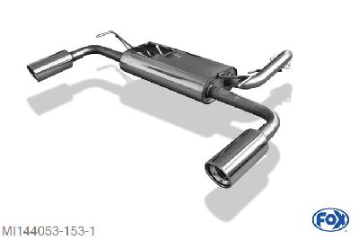 MI144053-153, Mitsubishi Lancer CYO Stufenheck/ Sportback Diesel 1.8l D 110kW, Einddemper met uitgang rechts/links - 1x100mm  Type 17 rechts/links 63,5mm/ 2x55mm Buisdiameter Geheel RVS, Absortie demper, mooie diepe sound, Met E-keur