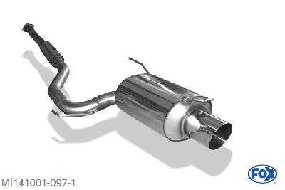 MI141001-097, Mitsubishi Lancer Evolution VII/ VIII 2.0l 195/206kW, Einddemper O70mm - 1x129mm  Type 14 Geheel RVS, Absortie demper, mooie diepe sound, Met E-keur
