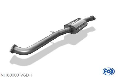 NI180000-VSD, Nissan 350Z 3.5l 206/221/230kW, Voordemper O70mm Geheel RVS, Absortie demper, mooie diepe sound, Met E-keur