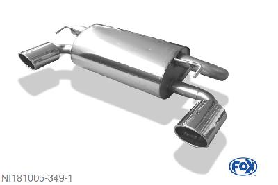 NI181005-349, Nissan 370Z 3.7l 241/243kW, Einddemper met uitgang rechts/links - 129x106mm  Type 32 rechts/links 55mm Buisdiameter Geheel RVS, Absortie demper, mooie diepe sound, Met E-keur