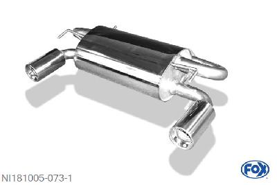 NI181005-073, Nissan 370Z 3.7l 241/243kW, Einddemper met uitgang rechts/links - 1x100mm  Type 13 rechts/links 55mm Buisdiameter Geheel RVS, Absortie demper, mooie diepe sound, Met E-keur