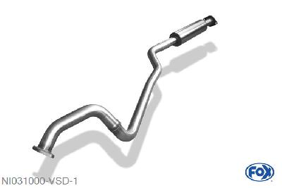 NI031000-VSD, Nissan Almera - N16 Hatchback 1.5l 66/72kW 1.8l 84/85kW 1.5l dCi 60kW, Voordemper 50mm Buisdiameter Geheel RVS, Absortie demper, mooie diepe sound, TUV-Teilegutachten (eintragungspflichtig)