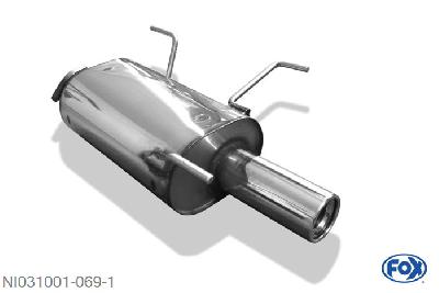 NI031001-069, Nissan Almera - N16 Hatchback 1.5l 66/72kW 1.8l 84/85kW 1.5l dCi 60kW, Einddemper met eindstuk 1x80mm  Type 13 50mm Buisdiameter Geheel RVS, Absortie demper, mooie diepe sound, Met E-keur