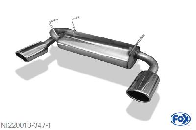 NI220013-347, Nissan Juke - F15 (Allrad) 1.6l 140/147/157kW, Einddemper met uitgang rechts/links - 115x85mm  Type 32 rechts/links 55mm Buisdiameter Geheel RVS, Absortie demper, mooie diepe sound, Met E-keur