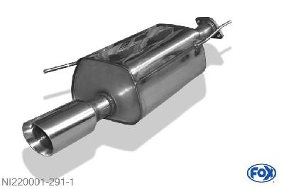 NI220001-291, Nissan Juke - F15 (Frontantrieb) 1.6l 140kW, Einddemper met eindstuk 1x90mm  Type 25 55mm Buisdiameter Geheel RVS, Absortie demper, mooie diepe sound, Met E-keur