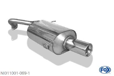 NI011001-069, Nissan Micra K11 1.0l 40kW 1.3l 55kW, Einddemper met eindstuk 1x80mm  Type 13 Geheel RVS, Absortie demper, mooie diepe sound, Met E-keur