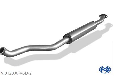 NI012000-VSD, Nissan Micra K12 - U1 1.2l 16V 48/59kW 1.4l 16V 65kW 1.5l dCi 48/60kW, Voordemper voor modellen met chasisnummer U1 55mm Buisdiameter Geheel RVS, Met E-keur
