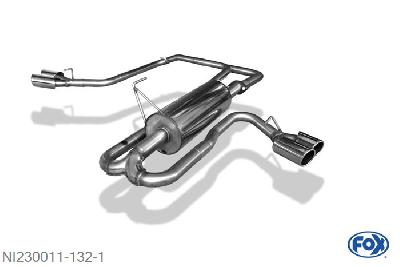 NI230011-132, Nissan Navara D40 - 2,5l dCi, Einddemper Sidepipe, uitgang rechts und links am Fahrzeug - 2x90mm  Type 16 rechts/links 63,5/ 2x55 Buisdiameter Geheel RVS, Absortie demper, mooie diepe sound, EG-Gutachten (eintragungsfrei
