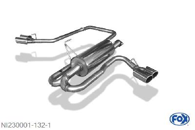 NI230001-132, Nissan Navara D40 - 3,0l dCi, Einddemper Sidepipe, uitgang rechts und links am Fahrzeug - 2x90mm  Type 16 rechts/links 63,5/ 2x55 Buisdiameter Geheel RVS, Absortie demper, mooie diepe sound, EG-Gutachten (eintragungsfrei