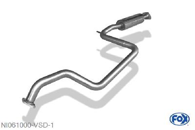 NI061000-VSD, Nissan Primera P11 1.6l 66/73/78kW 1.8l 84kW 2.0l 85/96/103/110kW 2.0l TD 66kW, Voordemper Geheel RVS, Absortie demper, mooie diepe sound, Teilegutachten (eintragungspflichtig)