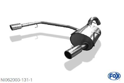 NI062003-131, Nissan Primera P12 Traveller 1.8l 85kW 2.0l 103kW, Einddemper met uitgang rechts/links - 1x90mm  Type 16 rechts/links 63,5mm Buisdiameter Geheel RVS, Absortie demper, mooie diepe sound, Met E-keur