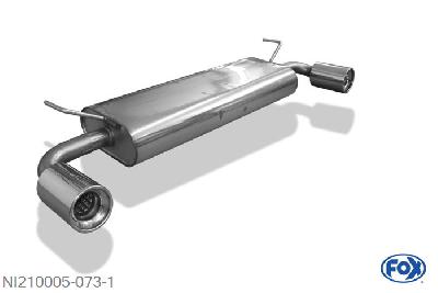 NI210005-073, Nissan Qashqai Benzin 2.0l 104kW, Einddemper met uitgang rechts/links - 1x100mm  Type 13 rechts/links Geheel RVS, Absortie demper, mooie diepe sound, Met E-keur