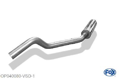 OP040080-VSD, Opel Astra F 1.4l 44/66/85kW 1.6l 52/55/60/66/74kW 1.8l 66/85/92kW 2.0l 85/100/110kW, Voordemper 63,5mm Buisdiameter Geheel RVS, Absortie demper, mooie diepe sound, Teilegutachten (eintragungspflichtig)