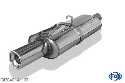 OP040141-071, Opel Astra F-CC 1.4l 44/66/85kW 1.6l 52/55/60/66/74kW 1.8l 66/85/92kW 2.0l 85/100/110kW 1.5l D 53kW 1.6l D 40kW - Rohrdurchmesser: 63.5mm, Einddemper 1-punts ophanging  - 1x90mm  Type 13 60mm Buisdiameter Geheel RVS, Absortie demper, mooie diepe sound, Met E-keur