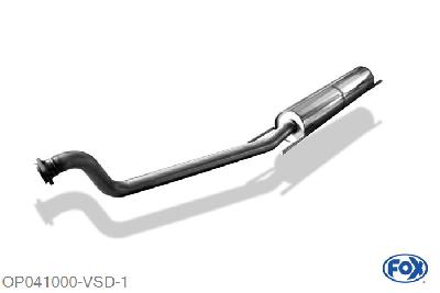OP041000-VSD, Opel Astra G 1.4l 66kW 1.6l 55/62/74/76kW 1.8l 85/92kW 2.0l 100kW 2.2l 108kW 1.7l TD 50kW 1.7l TDI 55kW 2.0l DI 60kW 2.0l TD 74kW 2.2 DTi 92kW, Voordemper O50mm 50mm Buisdiameter Geheel RVS, Absortie demper, mooie diepe sound, Met E-keur