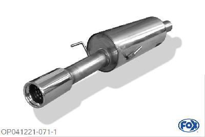 OP041221-071, Opel Astra G Coupe Turbo 2.0l T 140/141/147kW, Einddemper enkele buis O70mm - 1x90mm  Type 13 70mm Buisdiameter Geheel RVS, Absortie demper, mooie diepe sound, Teilegutachten (eintragungspflichtig)