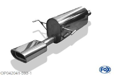 OP042041-593, Opel Astra H Caravan 1.4l 66kW 1.6l 77/85kW 1.8l 92/103kW 1.2l D 66kW 1.7l CDTi 59/74/81/92kW 1.9l CDTi 74/88/110kW, Einddemper einseitig - 135x80mm  Type 53 55mm Buisdiameter Geheel RVS, Absortie demper, mooie diepe sound, Met E-keur