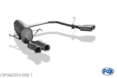 OP042053-068, Opel Astra H Caravan 1.4l 66kW 1.6l 77/85kW 1.8l 92/103kW 1.2l D 66kW 1.7l CDTi 59/74/81/92kW 1.9l CDTi 74/88/110kW, Einddemper met uitgang rechts/links - 2x76mm  Type 13 rechts/links 55mm Buisdiameter Geheel RVS, Absortie demper, mooie diepe sound, Met E-keur