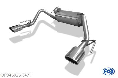 OP043023-347, Opel Astra J Limousine 1.4l Turbo 88/103kW 1.6l 132kW, Einddemper met uitgang rechts/links - 115x85mm  Type 32 rechts/links 63,5mm Buisdiameter Geheel RVS, Absortie demper, mooie diepe sound, EG-Gutachen (eintragungsfrei)