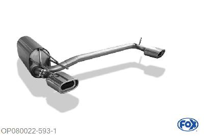 OP080022-593, Opel Calibra A 2.0l 16V 100kW 2.5l V6 125kW, Einddemper met uitgang rechts/links - 135x80mm  Type 53 rechts/links 55mm Buisdiameter Geheel RVS, Absortie demper, mooie diepe sound, Met E-keur