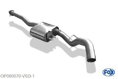 OP080070-VSD, Opel Calibra A 2.0l Turbo 150kW, Voordemper O 63,5mm 63,5mm Buisdiameter Geheel RVS, Absortie demper, mooie diepe sound, Met E-keur