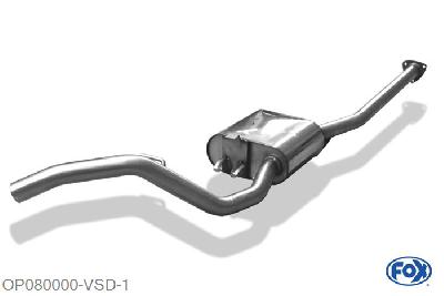 OP080000-VSD, Opel Calibra A/ Calibra A 4x4 2.0l 85kW 2.0l 16V 110kW, Voordemper 50mm Buisdiameter Geheel RVS, Absortie demper, mooie diepe sound, Met E-keur