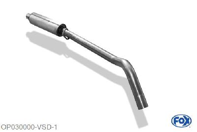 OP030000-VSD, Opel Corsa A-CC 1.2l 33/38/40kW 1.3l 44/51kW 1.4l 44/53/60kW, Voordemper 45mm Buisdiameter Geheel RVS, Absortie demper, mooie diepe sound, Met E-keur