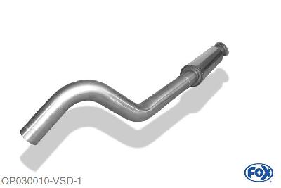 OP030010-VSD, Opel Corsa A-CC 1.2l 33/38/40kW 1.3l 44/51kW 1.4l 44/53/60kW 1.6l GSI 72kW, Voordemper O60mm 60mm Buisdiameter Geheel RVS, Absortie demper, mooie diepe sound, Met E-keur